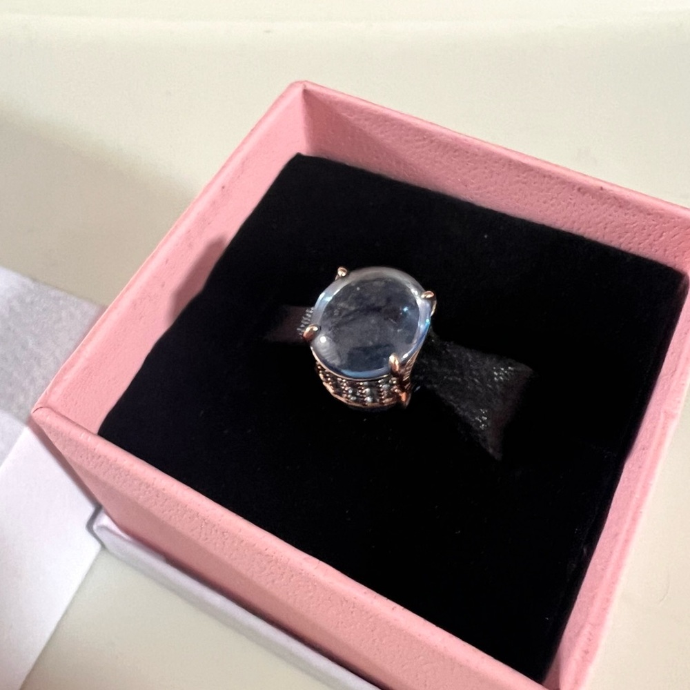 Pandora Rose Gold Blue Oval Cabochon Rose Gold Plated Charm - Picture 2 of 3